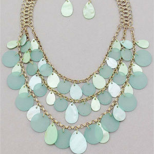 Three Layers Multi Blue Dangle Necklace earring